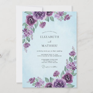 Invitation Mariage Floral Fantaisiste Améthyste