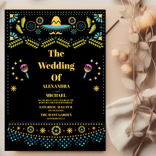 Invitation Mariage Floral Fiesta Folkart mexicain