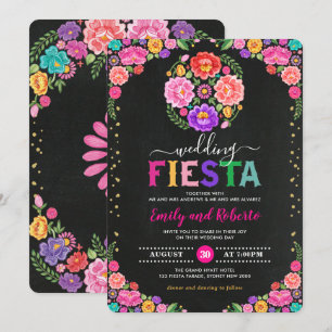Invitation Mariage Floral Fiesta Mexicain Chalkboard