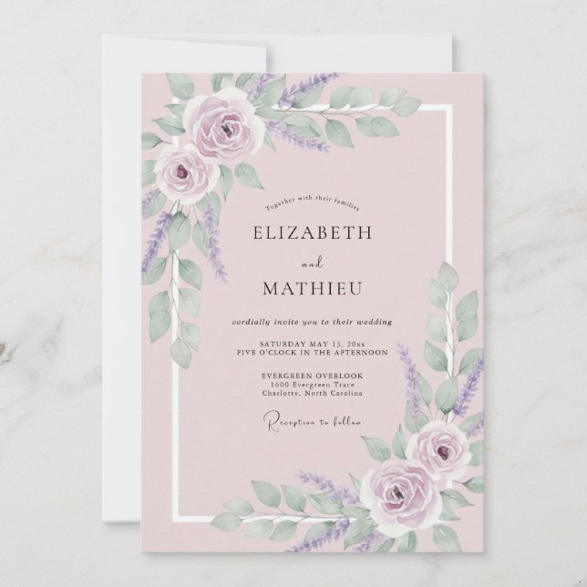 Invitation Mariage Floral Fleur de Lilas (Devant)