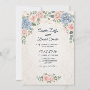 Invitation Mariage Floral Fleur Sauvage Pastel