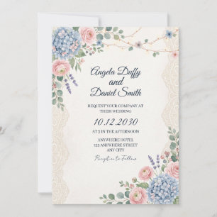 Invitation Mariage Floral Fleur Sauvage Pastel
