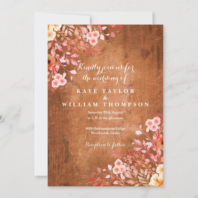 Invitation Mariage Floral Fleur sauvage rustique (Devant)
