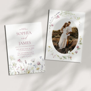 Invitation Mariage Floral Fleurs Sauvages Élégant