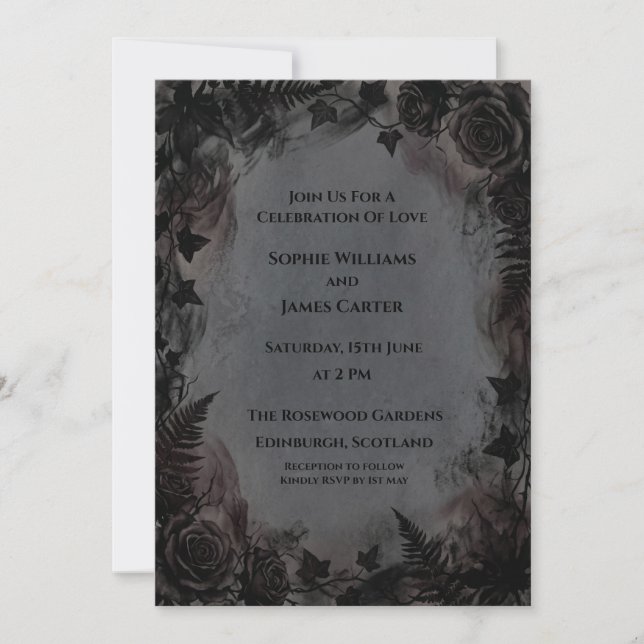Invitation Mariage Floral Foncé (Devant)
