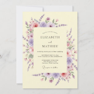 Invitation Mariage Floral Foncé de Lavande