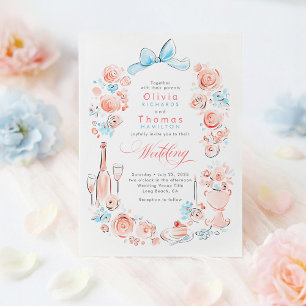 Invitation Mariage Floral Français Fantaisiste Dessiné à la M
