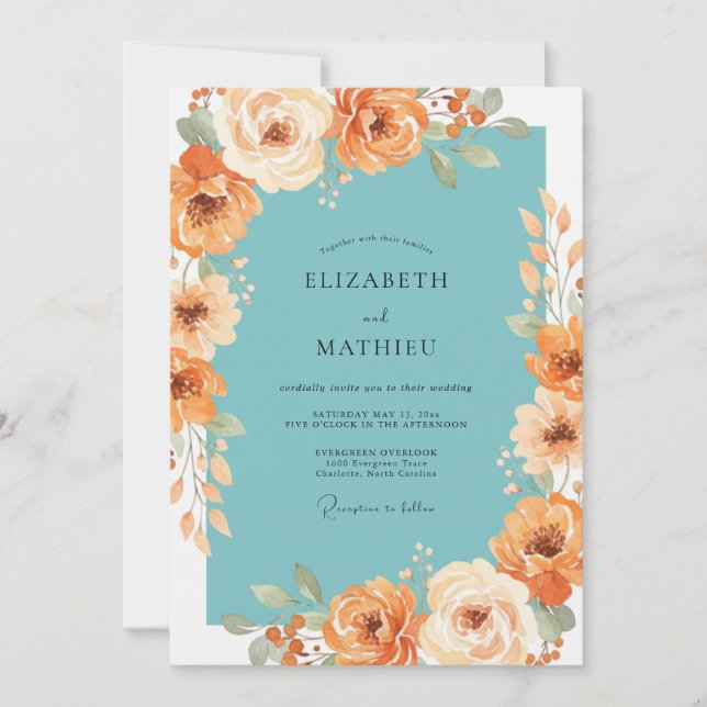 Invitation Mariage Floral Fruité Vert (Devant)