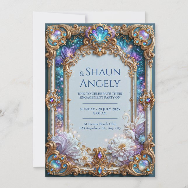 Invitation Mariage Floral Galaxie Améthyste (Devant)