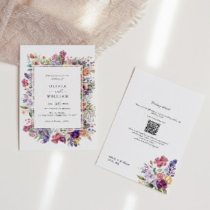 Invitation Mariage Floral Garden QR Code Tout en un