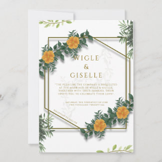 Invitation Mariage Floral Géométrique Botanique Moderne