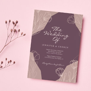 Invitation Mariage floral géométrique crème bordeaux magnifiq