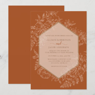 Invitation Mariage Floral Géométrique en Terre Cuite