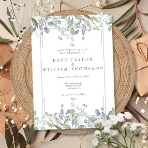 Invitation Mariage Floral Géométrique Sauge Et Lilas