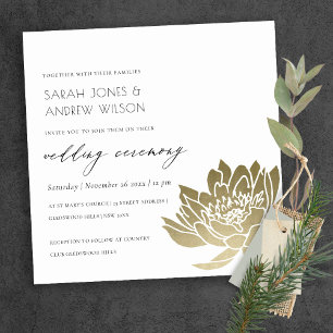Invitation Mariage FLORAL GLAMOROUS OR BLANC KRAFT LOTUS