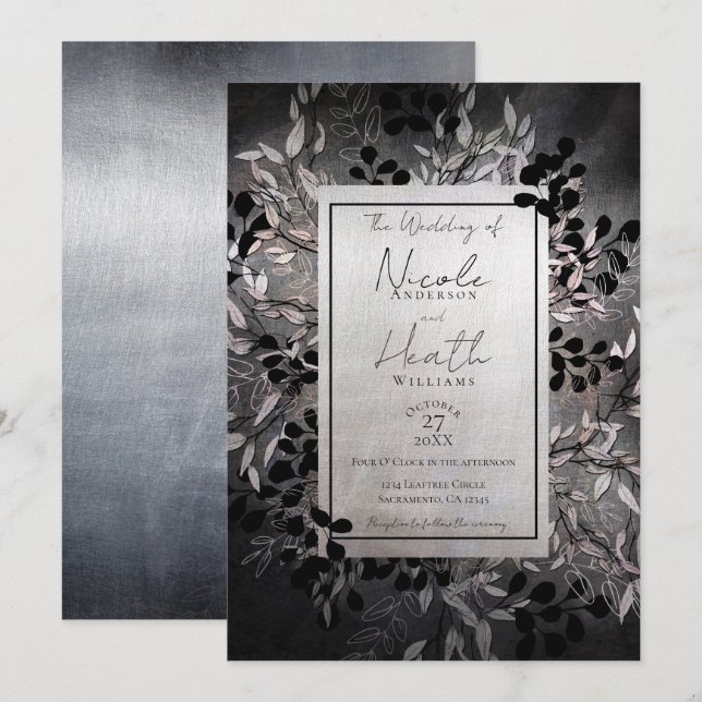 Invitation Mariage Floral Glamour Pearlisé Opalescent Lunatiq (Devant / Derrière)