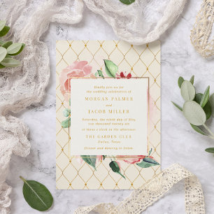 Invitation Mariage Floral Gold Garden