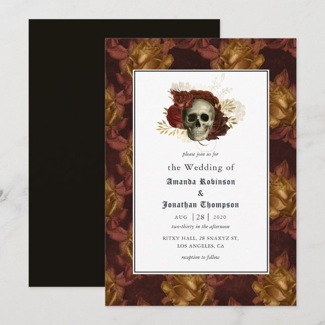 Invitation Mariage Floral Gothique (Devant / Derrière)