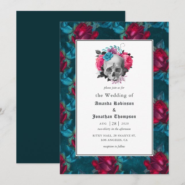 Invitation Mariage Floral Gothique (Devant / Derrière)
