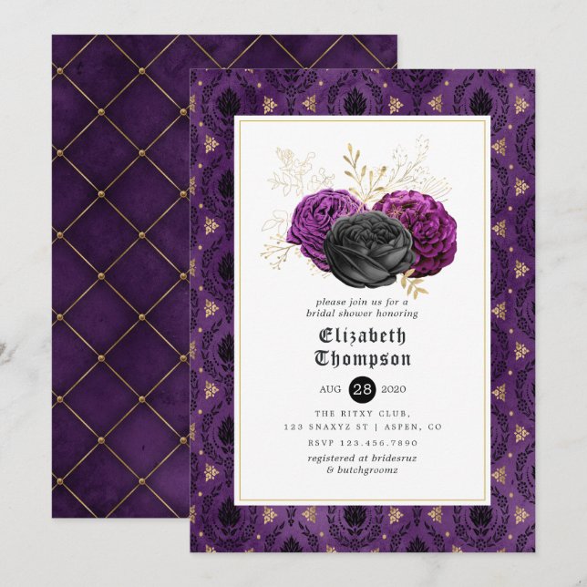 Invitation Mariage Floral Gothique (Devant / Derrière)