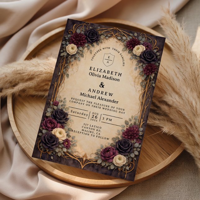 Invitation Mariage Floral Gothique Baroque (Créateur téléchargé)