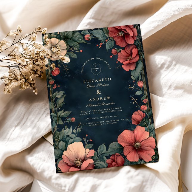 Invitation Mariage Floral Gothique Baroque (Créateur téléchargé)