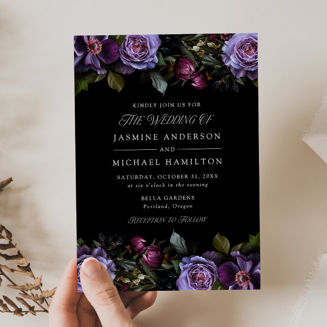 Invitation Mariage Floral Gothique Lunatique (Créateur téléchargé)