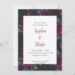 Invitation Mariage Floral Gothique Sombre et Maussade