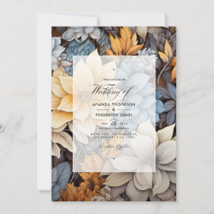 Invitation Mariage floral gris et marron