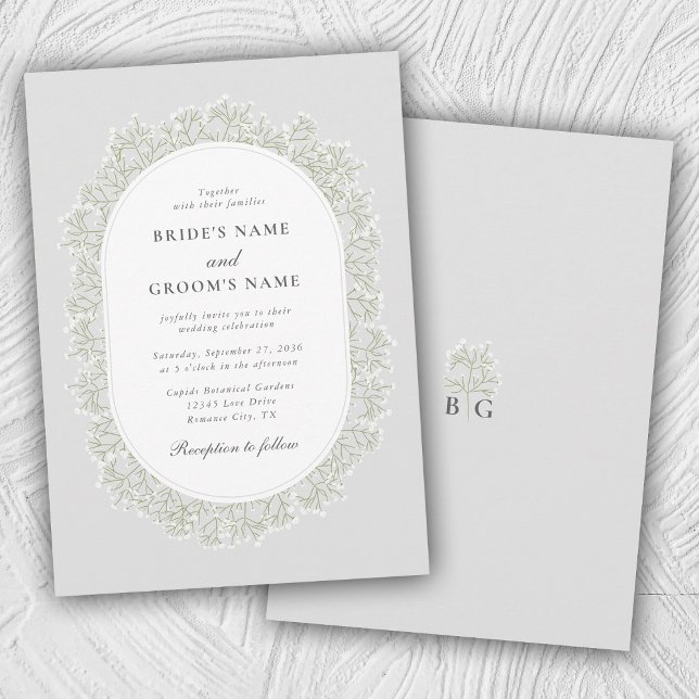 Invitation Mariage floral Gypsophile Monogramme Respiration d (Baby's Breath Monogram Gypsophila Floral Wedding Invitation)