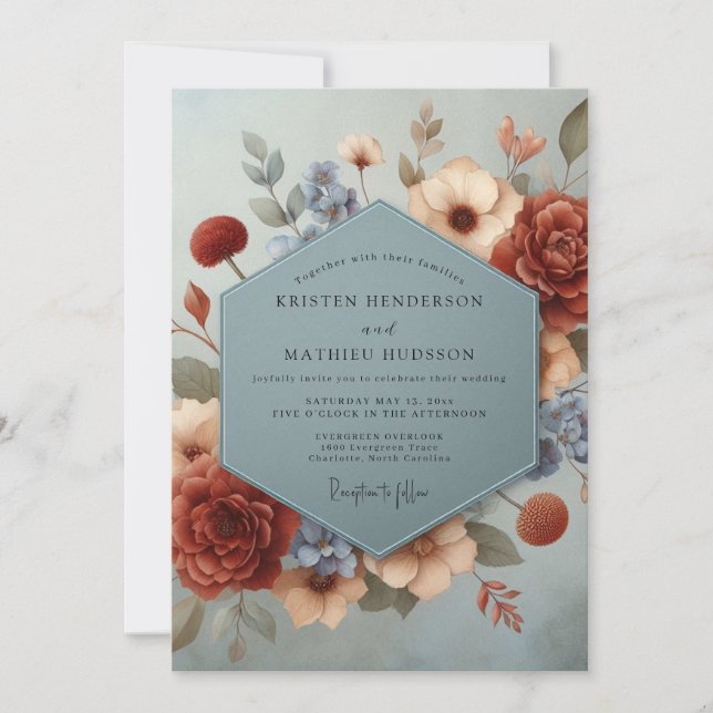 Invitation Mariage Floral Héritage de Bourgogne (Devant)