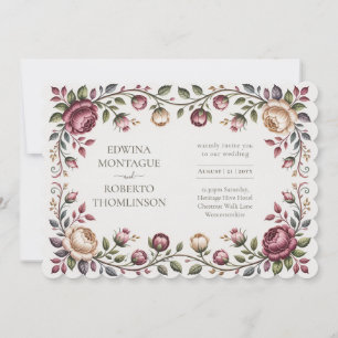 Invitation Mariage Floral Heritage Victorien Rose Horizontal