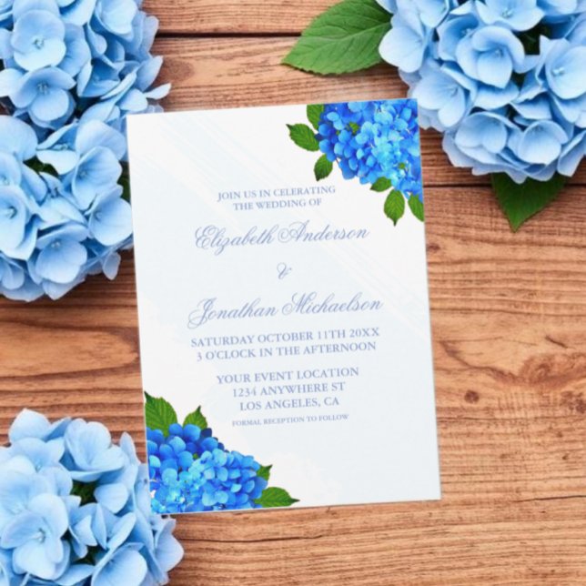 Invitation Mariage Floral Hydrangea Bleu (Créateur téléchargé)