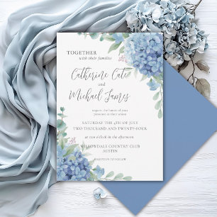 Invitation Mariage Floral Hydrangea Bleue