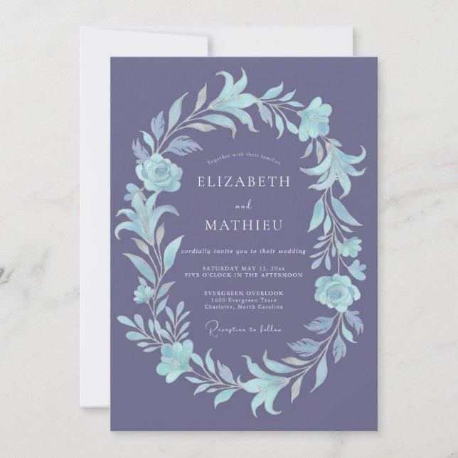 Invitation Mariage Floral Icy Lavande (Devant)