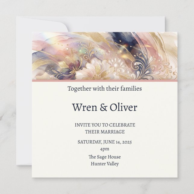 Invitation Mariage Floral Impressionniste (Devant)
