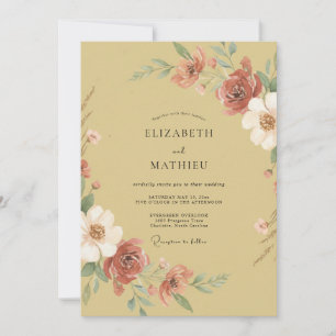 Invitation Mariage Floral Impressionniste à la Verge d'Or