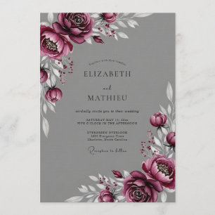 Invitation Mariage Floral Impressionniste au Plum