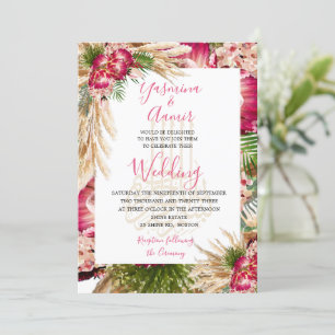 Invitation Mariage floral islamique Bismillah Pampas Protea