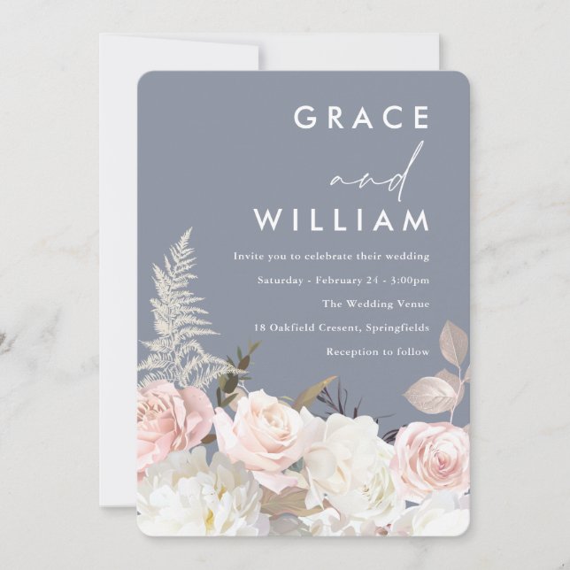 Invitation Mariage Floral Jardin Blanc & Blanc (Devant)