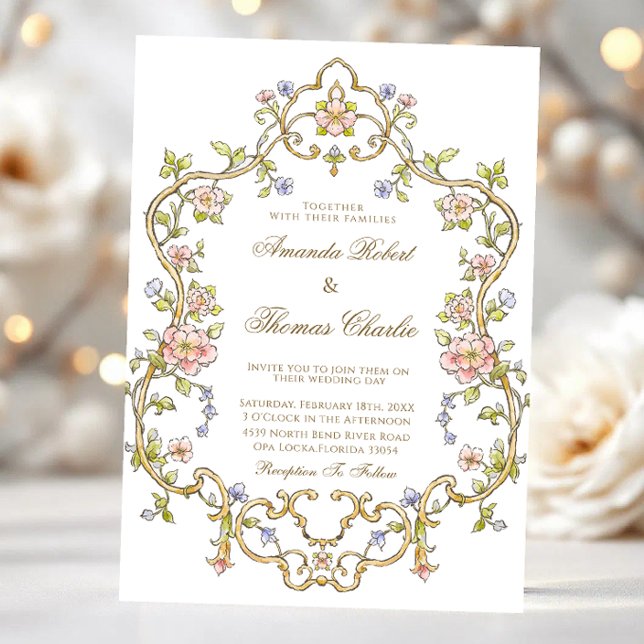 Invitation Mariage Floral Jardin Vintage (Créateur téléchargé)