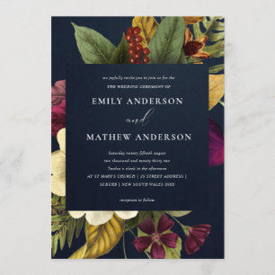 INVITATION MARIAGE FLORAL JAUNE DE LA MARINE VINTAGE RÉTRO BU