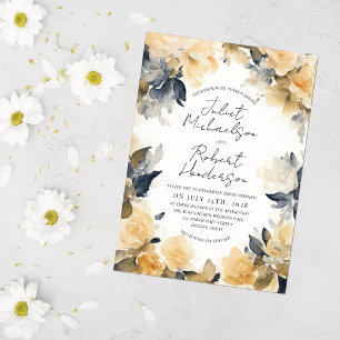 Invitation Mariage floral jaune élégant moderne