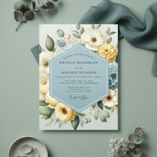 Invitation Mariage Floral Jaune Pâle Fantaisiste
