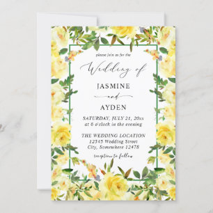 Invitation Mariage floral jaune V3