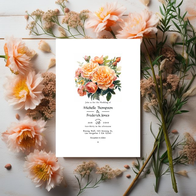 Invitation Mariage Floral Just Peachy (Créateur téléchargé)