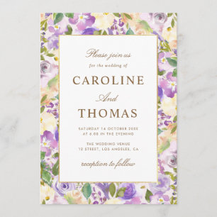 Invitation mariage floral lavande