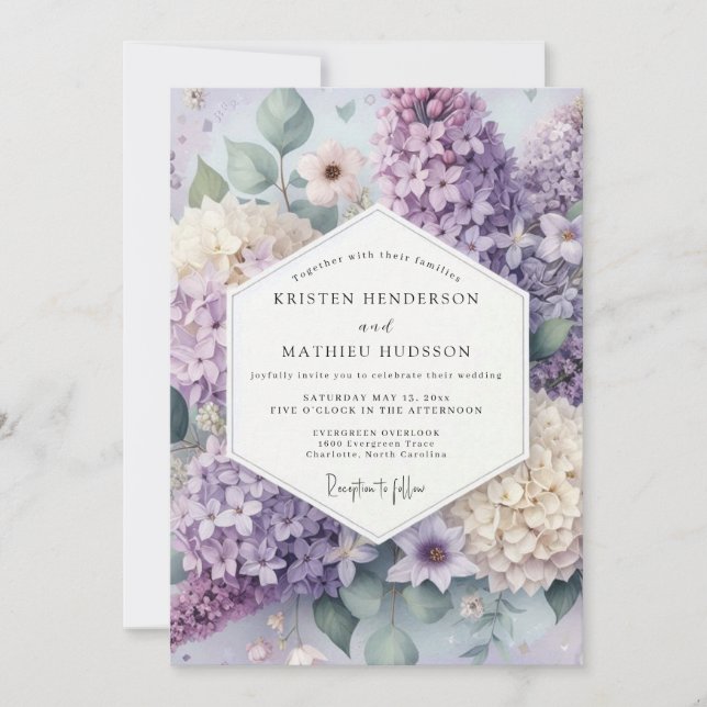 Invitation Mariage Floral Lavande (Devant)