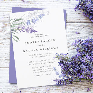 Invitation Mariage Floral Lavande Aquarelle Romantique