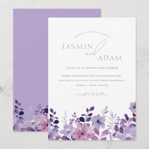 Invitation Mariage Floral Lavande Élégant